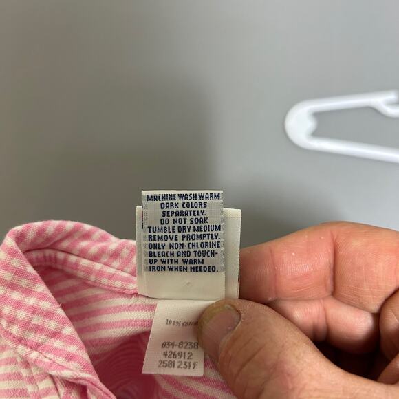 Vintage OshKosh Girls Romper Size 3-6 Months Pink Striped One Piece Made in USA - Picture 5 of 8